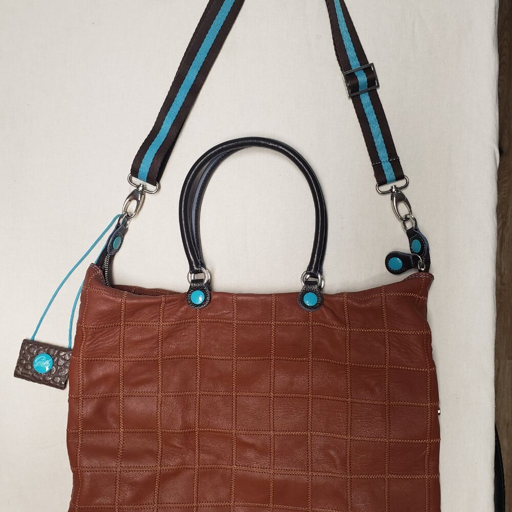 Gabs Leather Patchwork Convertible Handbag - image 3